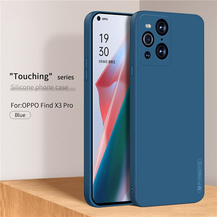 PINWUYO Soft Silicone Cell Phone Case Protective Cover for Oppo Find X3 Pro - Blue