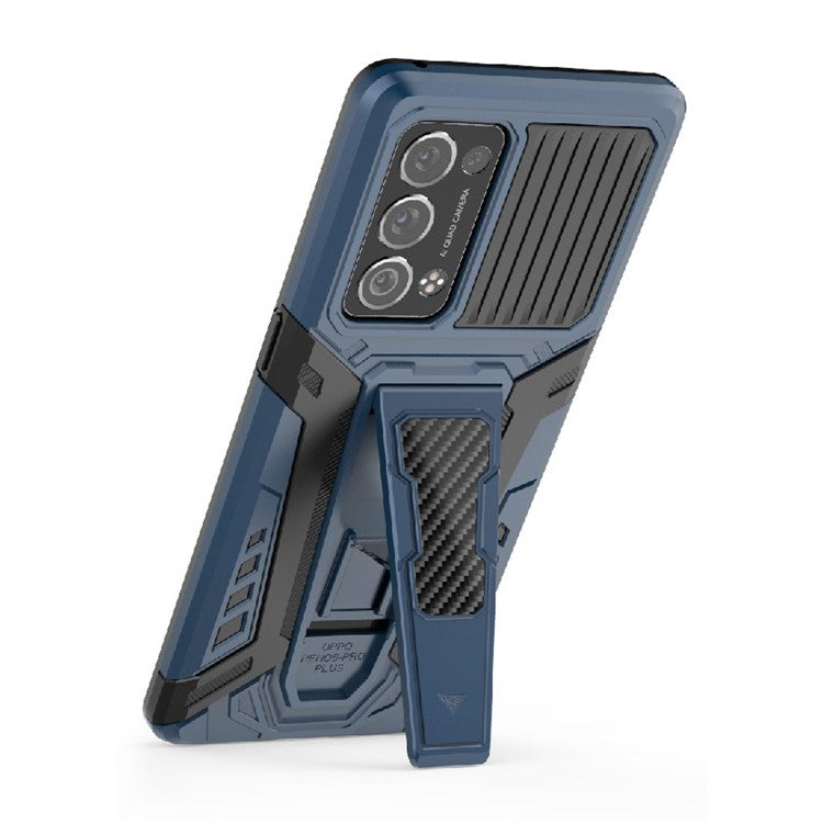 Kickstand Design PC + TPU Car Style Full Protective Hybrid Cover Case for Oppo Reno6 Pro+ 5G/Pro 5G (Snapdragon) - Blue
