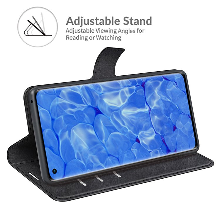 Magnetic Square Clasp Leather Wallet Stand Phone Case for Oppo Reno6 Pro+ 5G/Pro 5G (Snapdragon) - Black