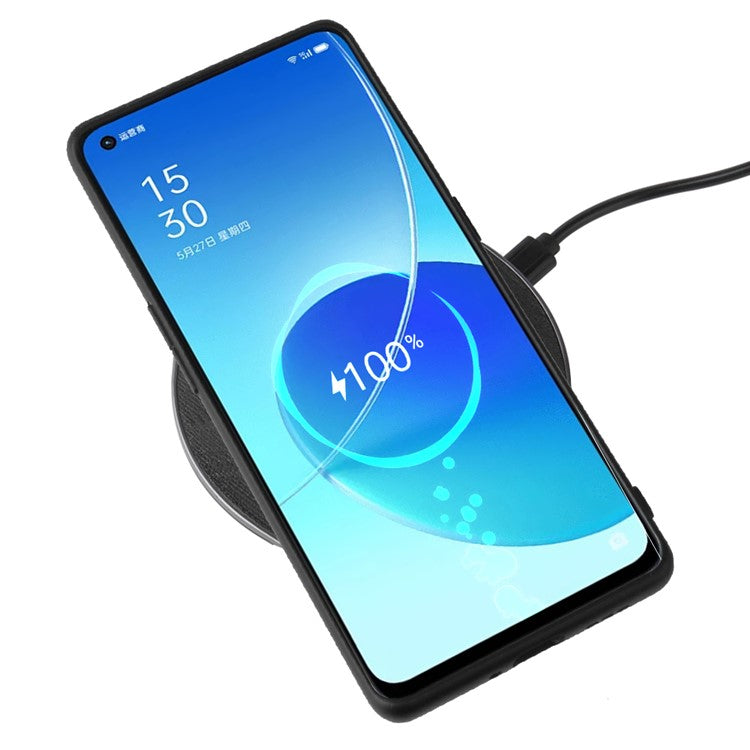 Well-protected PU Leather Coated PC + TPU Hybrid Case Phone Shell for Oppo Reno6 Pro+ 5G/Pro 5G (Snapdragon) - Carbon Fiber