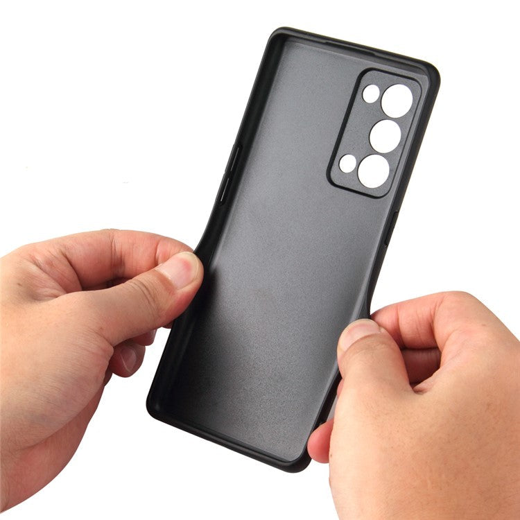 Well-protected PU Leather Coated PC + TPU Hybrid Case Phone Shell for Oppo Reno6 Pro+ 5G/Pro 5G (Snapdragon) - Carbon Fiber