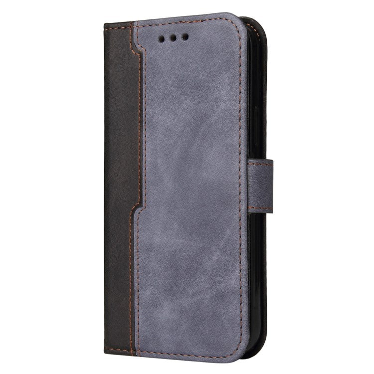 Bi-color Style Soft PU Leather Phone Case Wallet with Strap for vivo V21 4G/5G - Grey