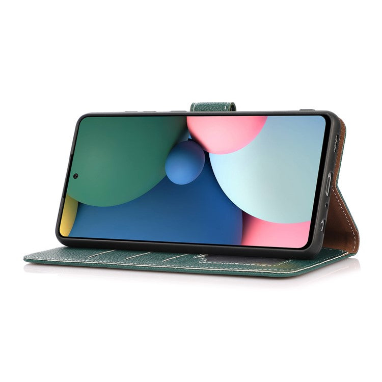 Stand Design Litchi Texture Leather Wallet Protective Cover Case for Oppo A93 5G/A74 5G/A54 5G - Green