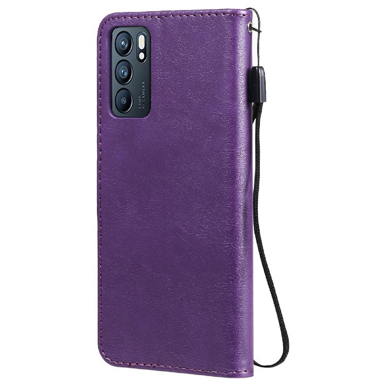 KT Leather Series-2 Anti-scratch Well Protected Pure Color Leather Phone Case for Oppo Reno6 5G - Purple
