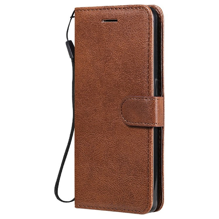 KT Leather Series-2 Anti-scratch Well Protected Pure Color Leather Phone Case for Oppo Reno6 5G - Brown