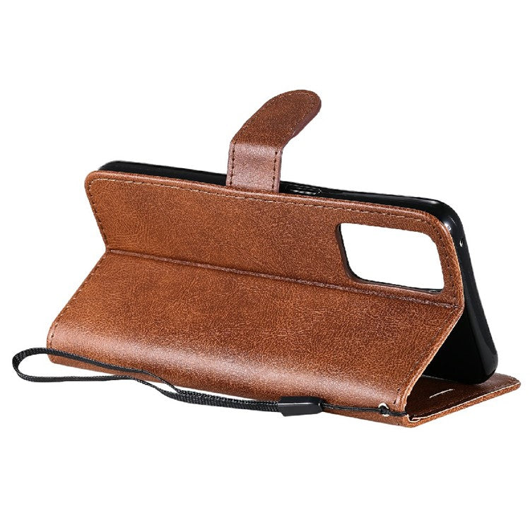 KT Leather Series-2 Anti-scratch Well Protected Pure Color Leather Phone Case for Oppo Reno6 5G - Brown