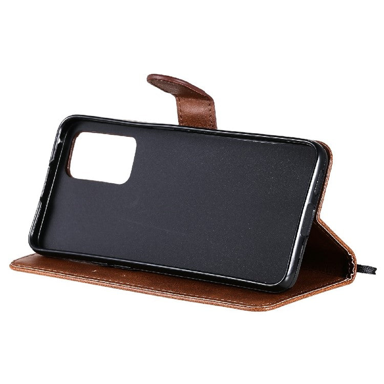 KT Leather Series-2 Anti-scratch Well Protected Pure Color Leather Phone Case for Oppo Reno6 5G - Brown