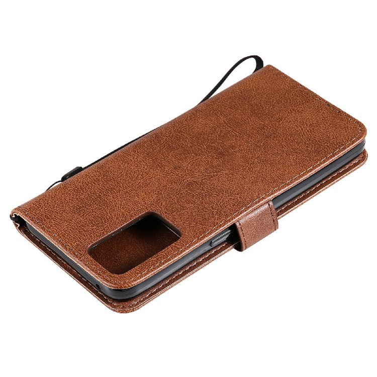 KT Leather Series-2 Anti-scratch Well Protected Pure Color Leather Phone Case for Oppo Reno6 5G - Brown