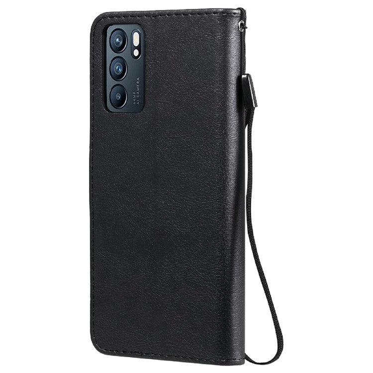 KT Leather Series-2 Anti-scratch Well Protected Pure Color Leather Phone Case for Oppo Reno6 5G - Black