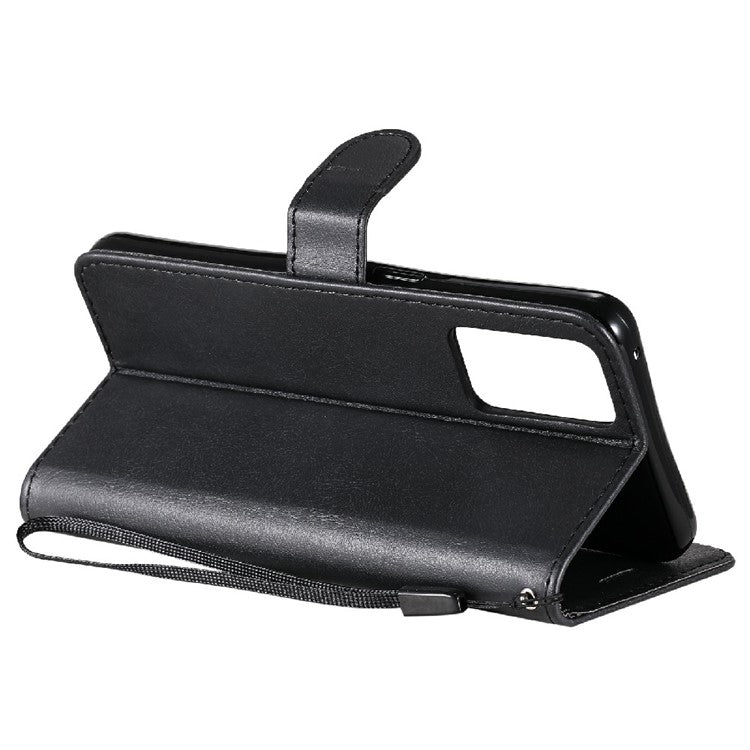 KT Leather Series-2 Anti-scratch Well Protected Pure Color Leather Phone Case for Oppo Reno6 5G - Black