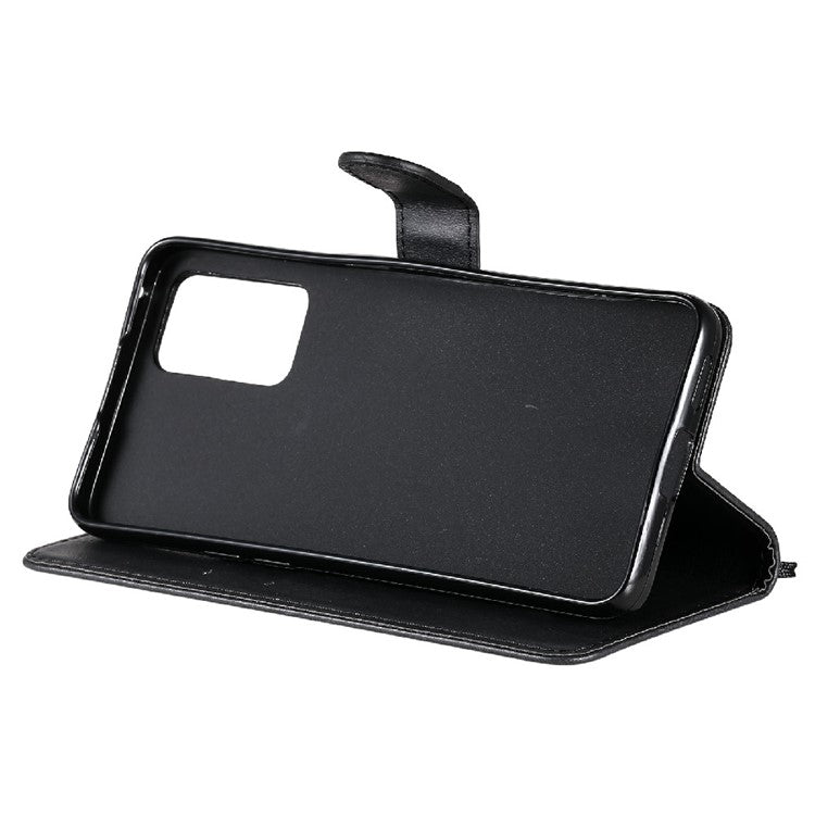 KT Leather Series-2 Anti-scratch Well Protected Pure Color Leather Phone Case for Oppo Reno6 5G - Black