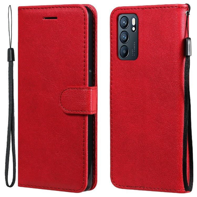 KT Leather Series-2 Anti-scratch Well Protected Pure Color Leather Phone Case for Oppo Reno6 5G - Red