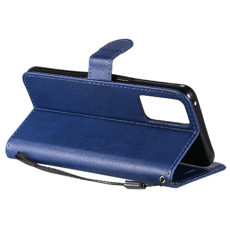 KT Leather Series-2 Anti-scratch Well Protected Pure Color Leather Phone Case for Oppo Reno6 5G - Blue