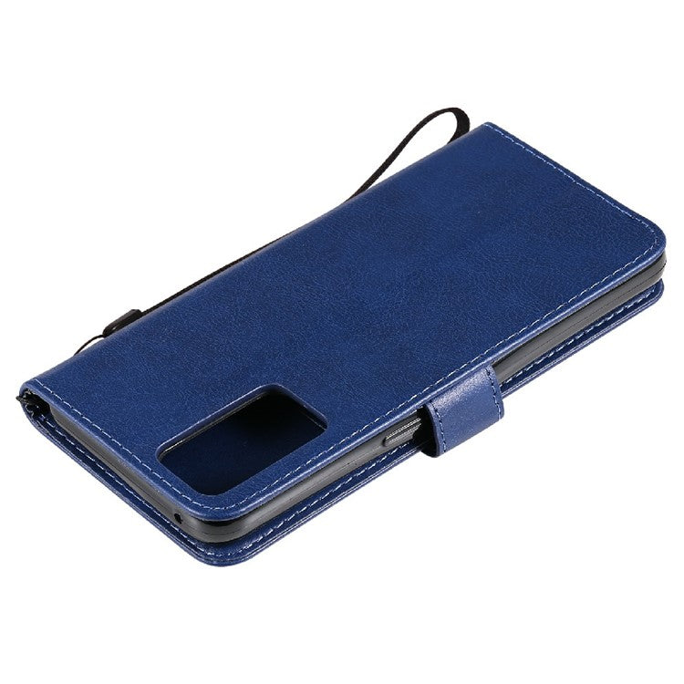 KT Leather Series-2 Anti-scratch Well Protected Pure Color Leather Phone Case for Oppo Reno6 5G - Blue