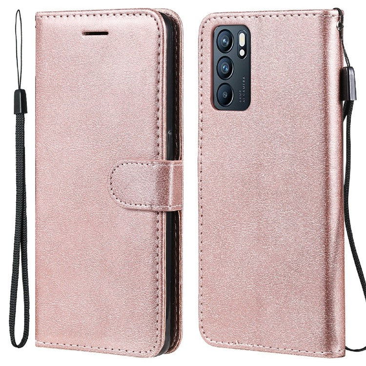 KT Leather Series-2 Anti-scratch Well Protected Pure Color Leather Phone Case for Oppo Reno6 5G - Rose Gold