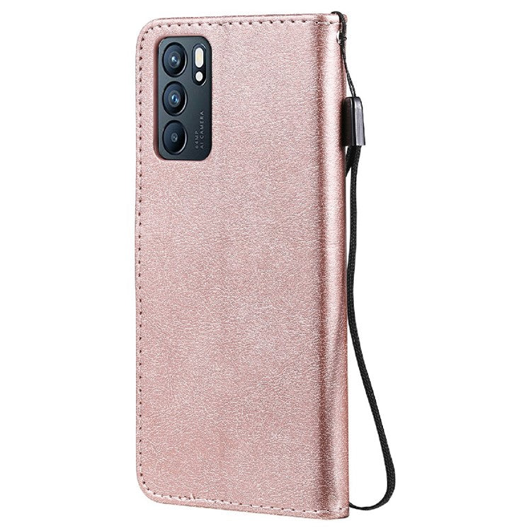 KT Leather Series-2 Anti-scratch Well Protected Pure Color Leather Phone Case for Oppo Reno6 5G - Rose Gold