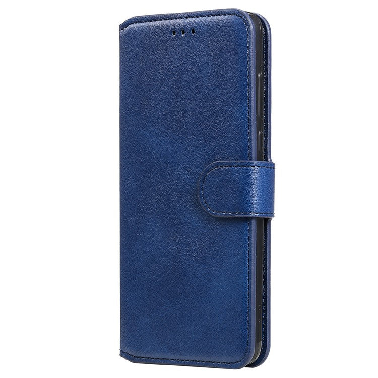 Shockproof PU Leather Wallet Stand Folio Flip Phone Cover for Oppo Reno6 Pro+ 5G/Pro 5G (Snapdragon) - Blue