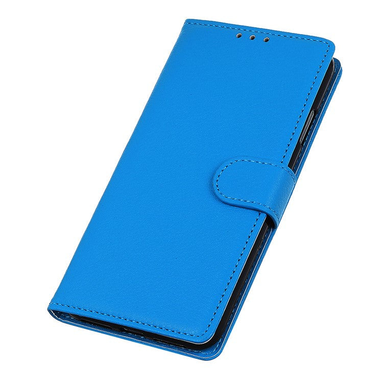 Litchi Texture PU Leather Phone Wallet Flip Case Cover for Oppo A16/A16s/A54s - Blue