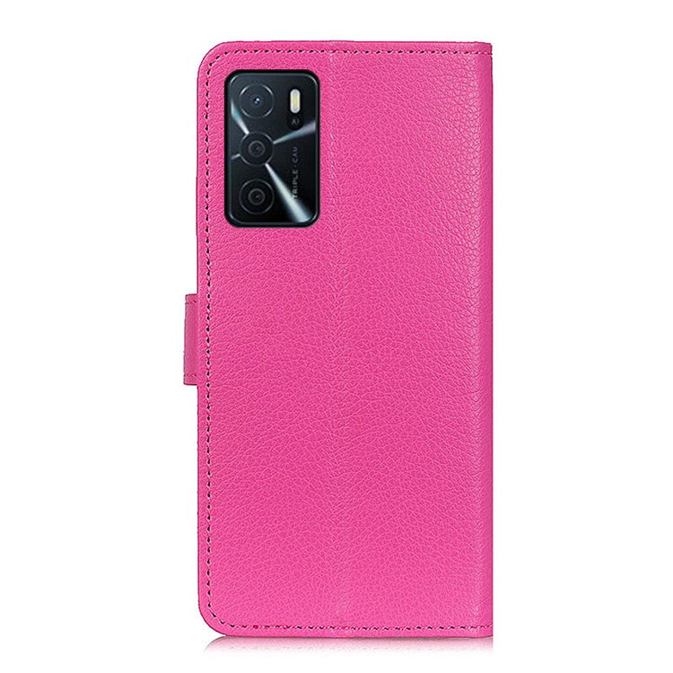 Litchi Texture PU Leather Phone Wallet Flip Case Cover for Oppo A16/A16s/A54s - Rose