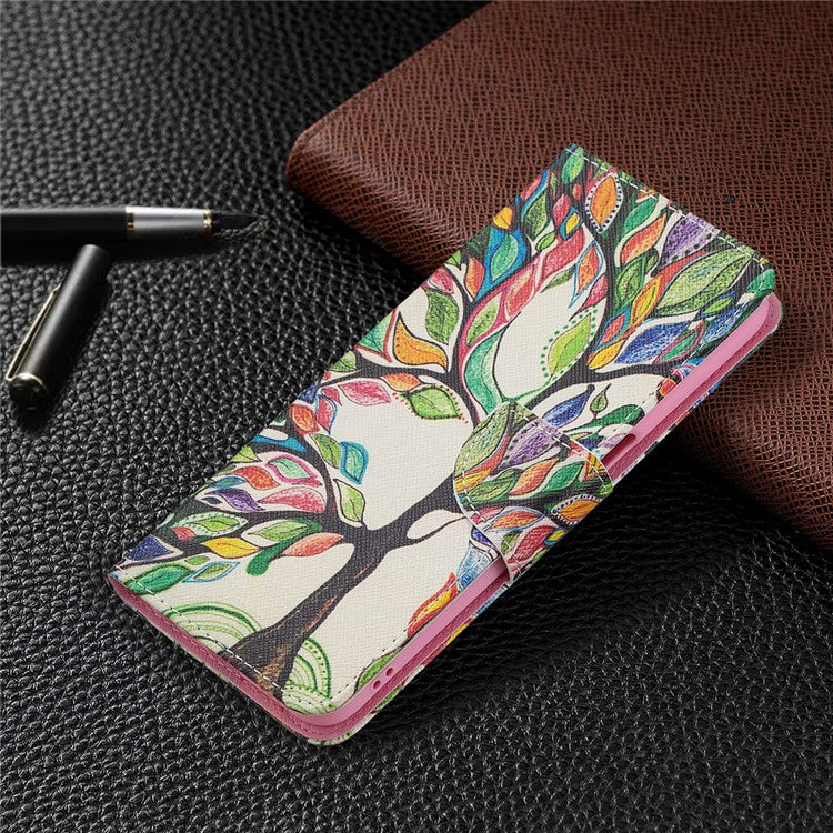 Wallet Stand Design Folio Flip Pattern Printing Magnetic Leather Case for Realme 8 5G/V13 5G/Narzo 30 5G - Life Tree