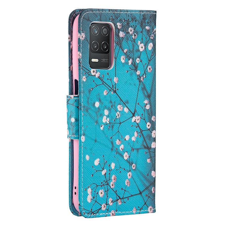 Wallet Stand Design Folio Flip Pattern Printing Magnetic Leather Case for Realme 8 5G/V13 5G/Narzo 30 5G - Wintersweet