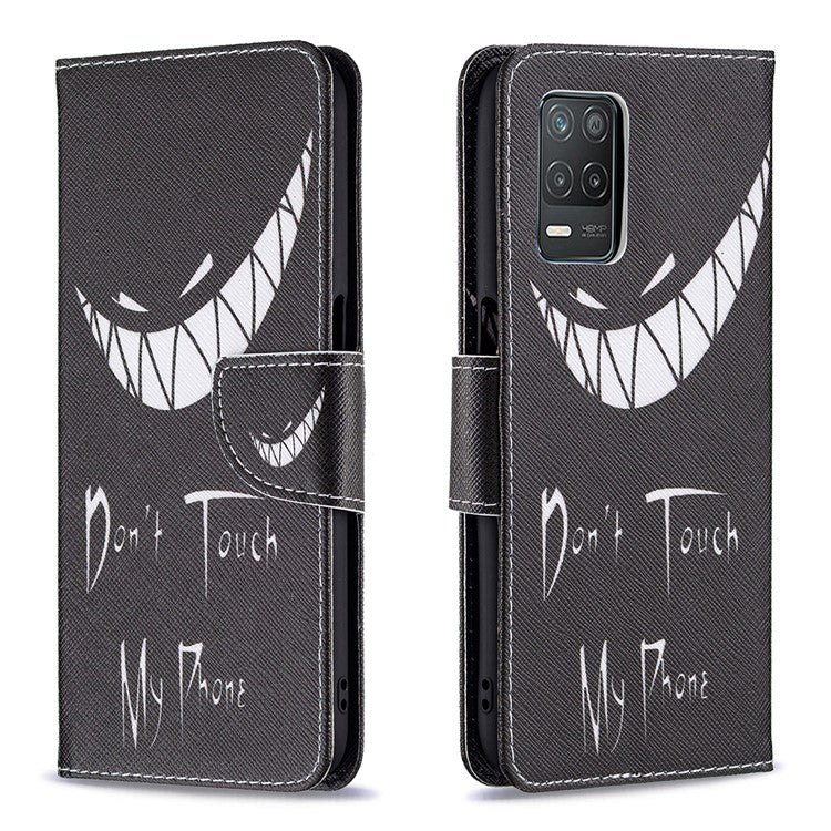 Wallet Stand Design Folio Flip Pattern Printing Magnetic Leather Case for Realme 8 5G/V13 5G/Narzo 30 5G - Snicker