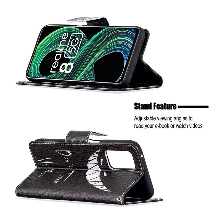 Wallet Stand Design Folio Flip Pattern Printing Magnetic Leather Case for Realme 8 5G/V13 5G/Narzo 30 5G - Snicker