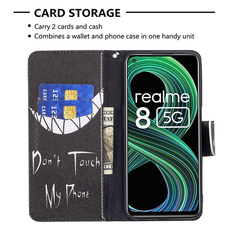 Wallet Stand Design Folio Flip Pattern Printing Magnetic Leather Case for Realme 8 5G/V13 5G/Narzo 30 5G - Snicker
