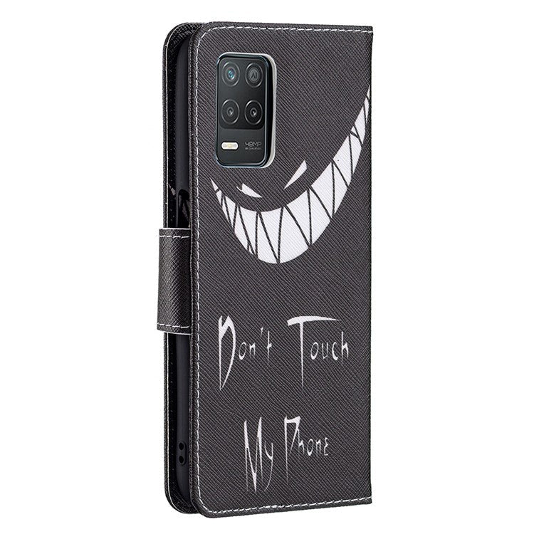 Wallet Stand Design Folio Flip Pattern Printing Magnetic Leather Case for Realme 8 5G/V13 5G/Narzo 30 5G - Snicker