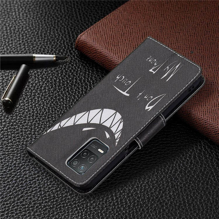 Wallet Stand Design Folio Flip Pattern Printing Magnetic Leather Case for Realme 8 5G/V13 5G/Narzo 30 5G - Snicker
