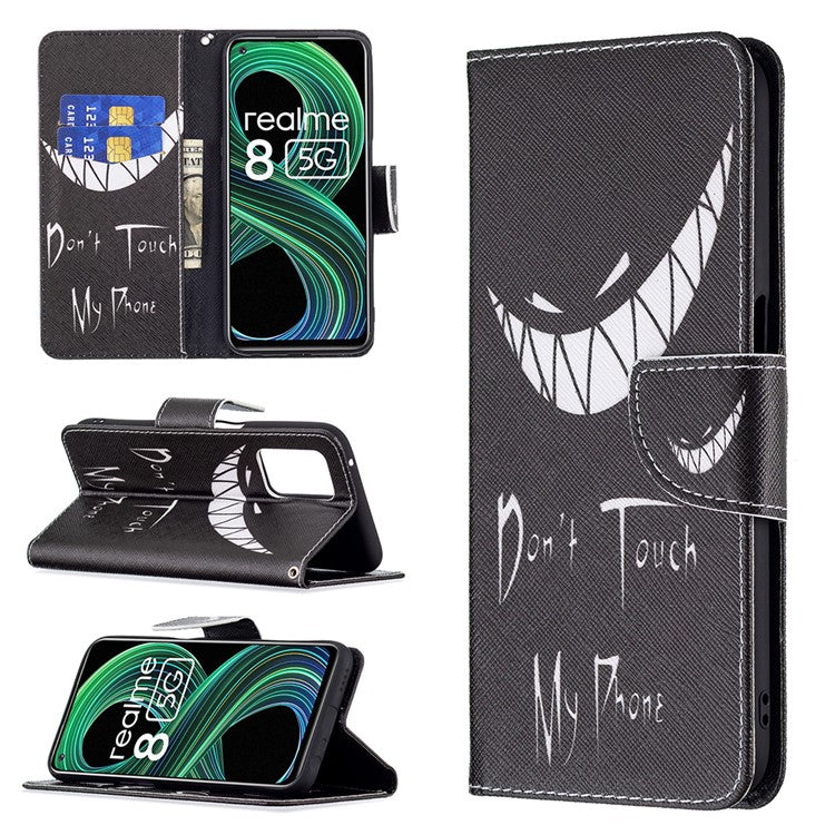 Wallet Stand Design Folio Flip Pattern Printing Magnetic Leather Case for Realme 8 5G/V13 5G/Narzo 30 5G - Snicker