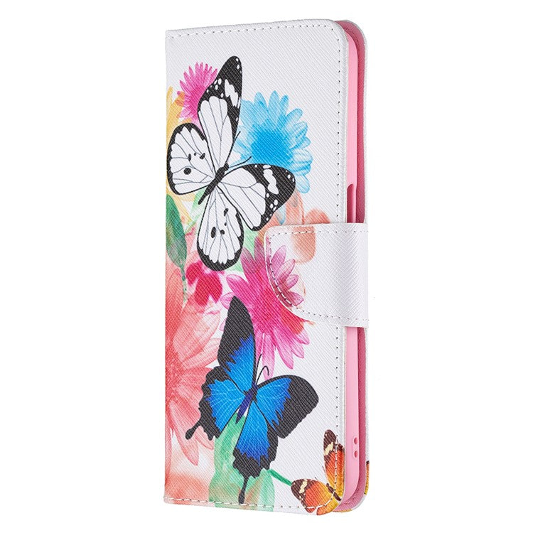 Wallet Stand Design Folio Flip Pattern Printing Magnetic Leather Case for Realme 8 5G/V13 5G/Narzo 30 5G - Vivid Butterflies