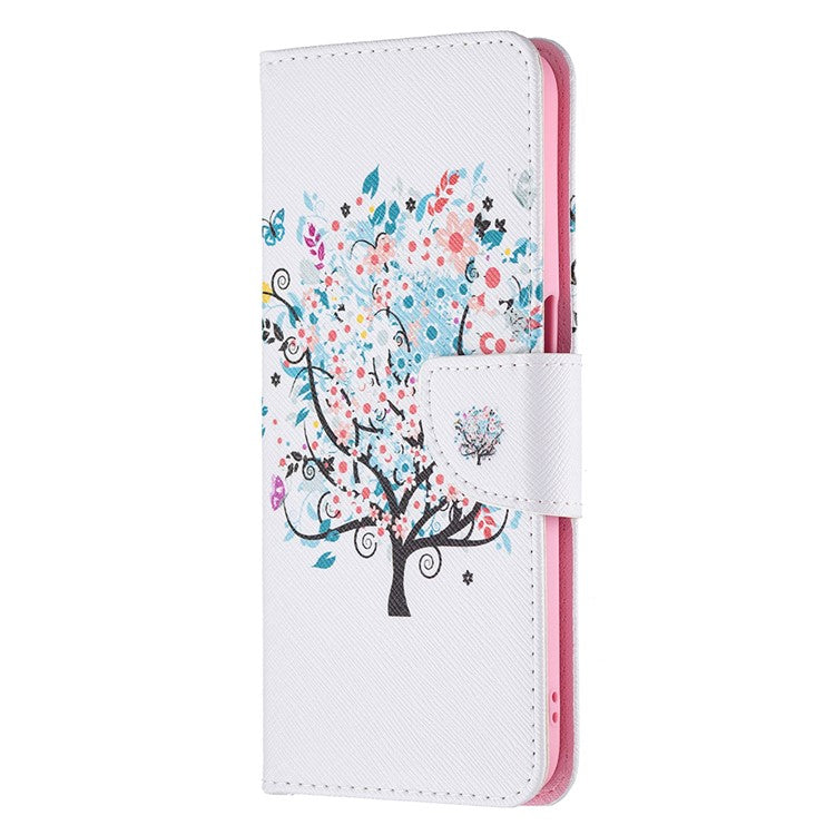 Wallet Stand Design Folio Flip Pattern Printing Magnetic Leather Case for Realme 8 5G/V13 5G/Narzo 30 5G - Flower Tree