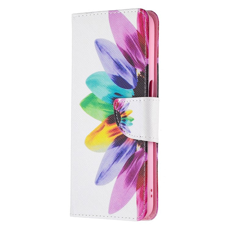 Wallet Stand Design Folio Flip Pattern Printing Magnetic Leather Case for Realme 8 5G/V13 5G/Narzo 30 5G - Sunflower