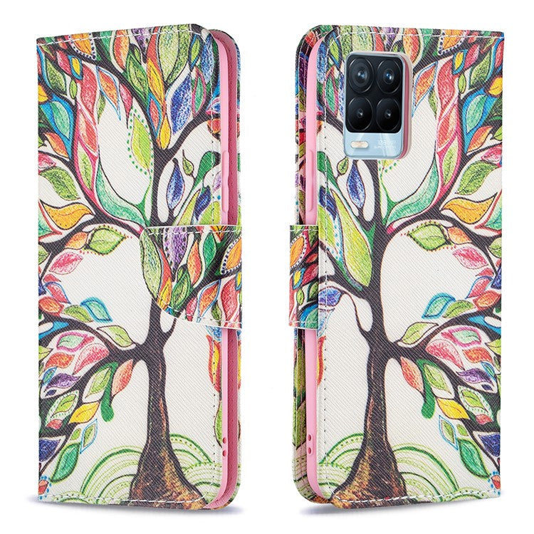 Wallet Design Anti-Drop Pattern Printing Magnetic Leather Stand Case for Realme 8/8 Pro - Life Tree