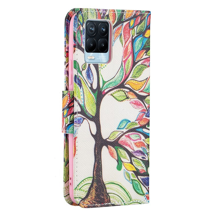 Wallet Design Anti-Drop Pattern Printing Magnetic Leather Stand Case for Realme 8/8 Pro - Life Tree