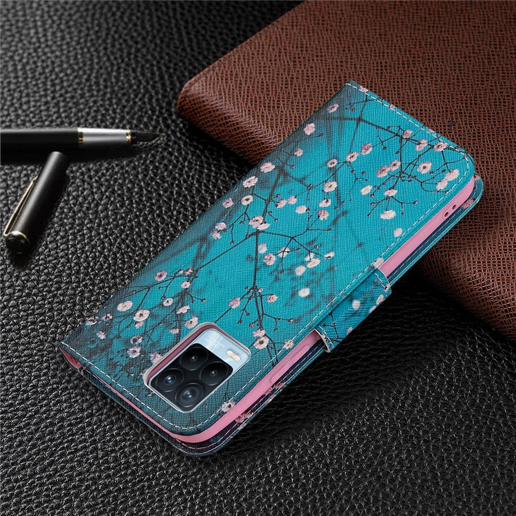 Wallet Design Anti-Drop Pattern Printing Magnetic Leather Stand Case for Realme 8/8 Pro - Wintersweet