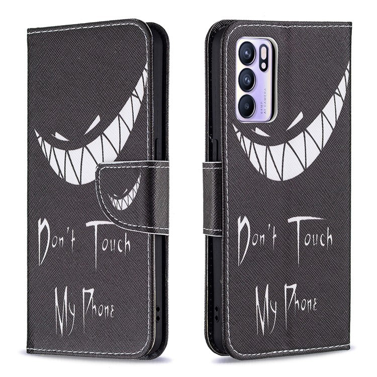 Pattern Printing Drop-Resistant Magnetic Leather Wallet Case with Stand for Oppo Reno6 5G - Snicker
