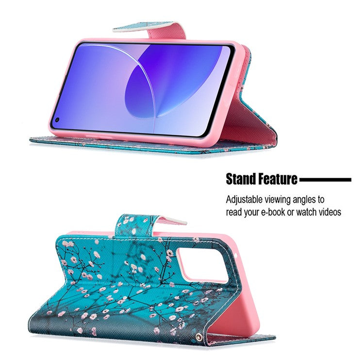 Pattern Printing Drop-Resistant Magnetic Leather Wallet Case with Stand for Oppo Reno6 5G - Wintersweet