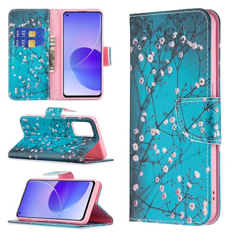 Pattern Printing Drop-Resistant Magnetic Leather Wallet Case with Stand for Oppo Reno6 5G - Wintersweet