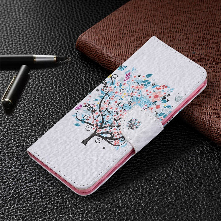 Pattern Printing Drop-Resistant Magnetic Leather Wallet Case with Stand for Oppo Reno6 5G - Flower Tree