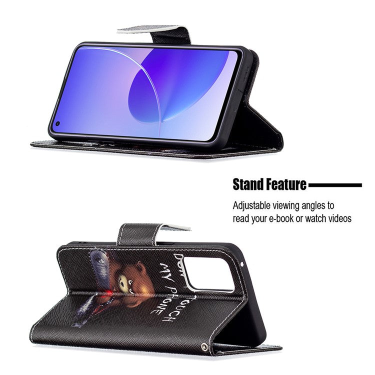 Pattern Printing Drop-Resistant Magnetic Leather Wallet Case with Stand for Oppo Reno6 5G - Bear