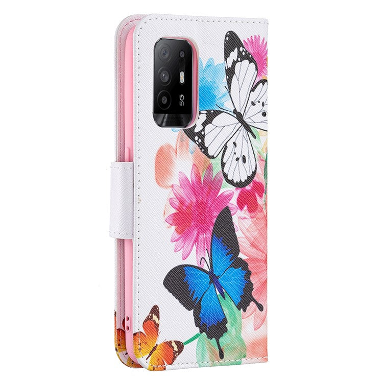 Magnetic Closure Wallet Pattern Printing Leather Stand Case for Oppo A94 5G/F19 Pro+ 5G/Reno5 Z 5G - Vivid Butterflies