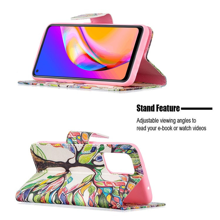 Magnetic Closure Wallet Pattern Printing Leather Stand Case for Oppo A94 5G/F19 Pro+ 5G/Reno5 Z 5G - Life Tree