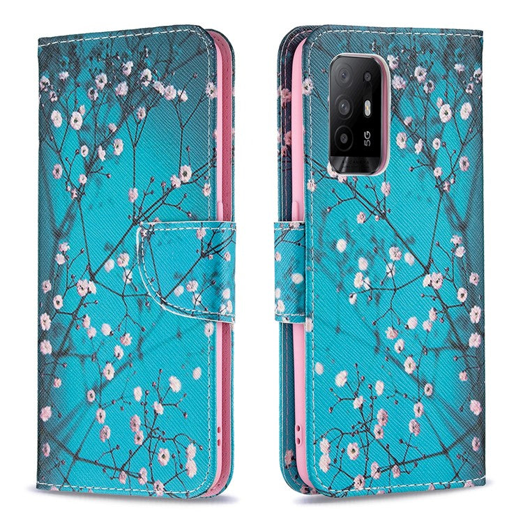 Magnetic Closure Wallet Pattern Printing Leather Stand Case for Oppo A94 5G/F19 Pro+ 5G/Reno5 Z 5G - Wintersweet