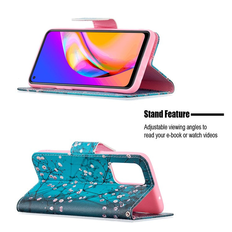 Magnetic Closure Wallet Pattern Printing Leather Stand Case for Oppo A94 5G/F19 Pro+ 5G/Reno5 Z 5G - Wintersweet