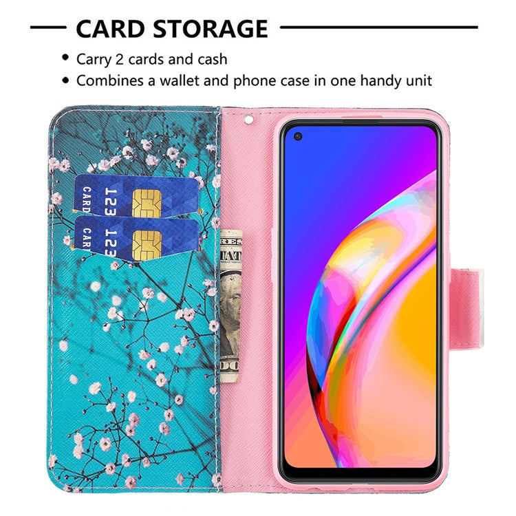 Magnetic Closure Wallet Pattern Printing Leather Stand Case for Oppo A94 5G/F19 Pro+ 5G/Reno5 Z 5G - Wintersweet