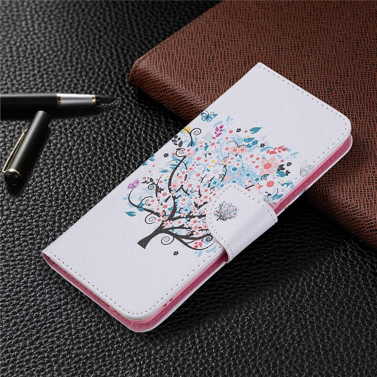 Magnetic Closure Wallet Pattern Printing Leather Stand Case for Oppo A94 5G/F19 Pro+ 5G/Reno5 Z 5G - Flower Tree
