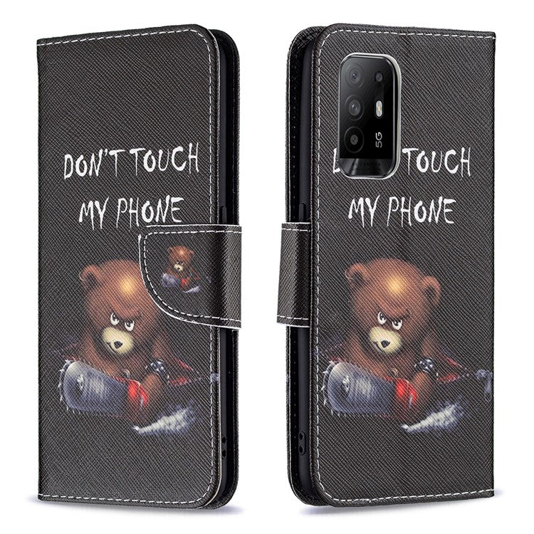 Magnetic Closure Wallet Pattern Printing Leather Stand Case for Oppo A94 5G/F19 Pro+ 5G/Reno5 Z 5G - Bear