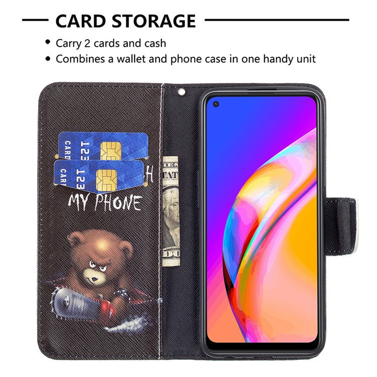 Magnetic Closure Wallet Pattern Printing Leather Stand Case for Oppo A94 5G/F19 Pro+ 5G/Reno5 Z 5G - Bear